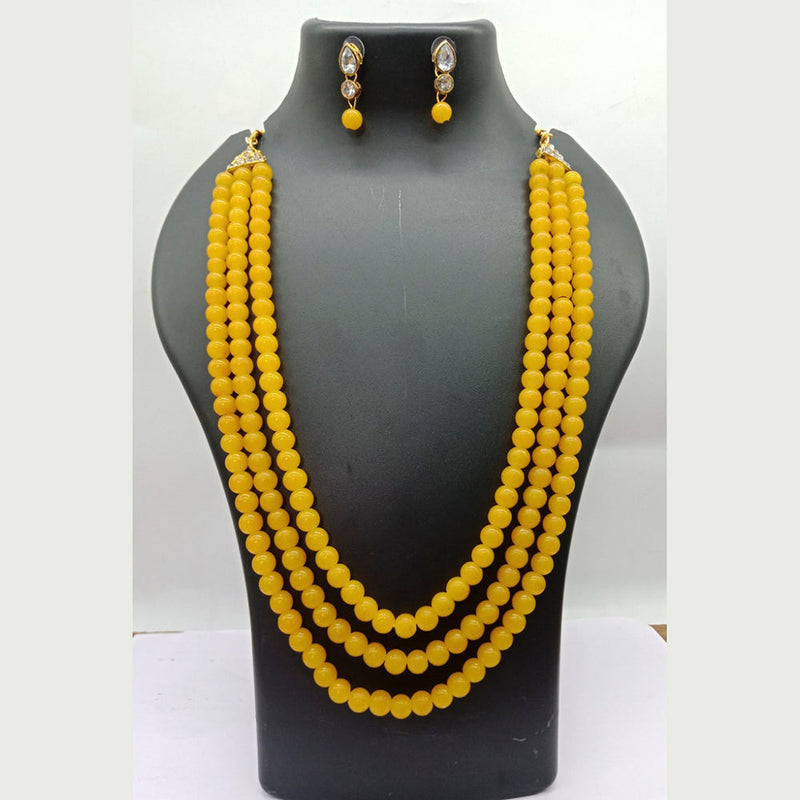 Vaamika Gold Plated Beads Long Necklace Set- VMNECK397