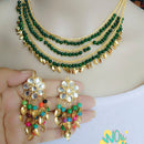 Vaamika Gold Plated Kundan Stone & Beads Traditional Choker Necklace Set- VMNECK398