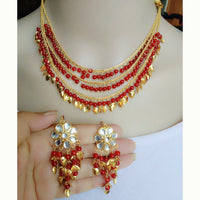 Vaamika Gold Plated Kundan Stone & Beads Traditional Choker Necklace Set- VMNECK398