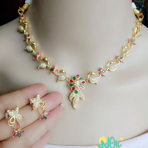 Vaamika Gold Plated Austrian & Pota Stone Traditional Choker Necklace Set