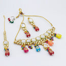 Vaamika Gold Plated Kundan Stone & Beads Traditional Choker Necklace Set- VMNECK403