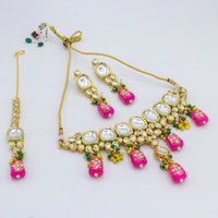 Vaamika Gold Plated Kundan Stone & Beads Traditional Choker Necklace Set- VMNECK403