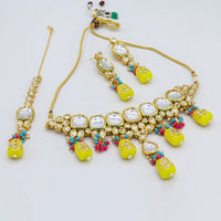 Vaamika Gold Plated Kundan Stone & Beads Traditional Choker Necklace Set- VMNECK403