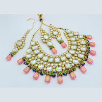 Vaamika Gold Plated Kundan Stone & Beads Traditional Choker Necklace Set- VMNECK404