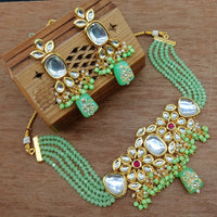 Vaamika Gold Plated Kundan Stone & Beads Traditional Choker Necklace Set- VMNECK405
