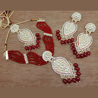 Vaamika Gold Plated Kundan Stone & Beads Traditional Choker Necklace Set- VMNECK406