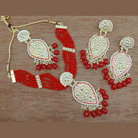 Vaamika Gold Plated Kundan Stone & Beads Traditional Choker Necklace Set- VMNECK406