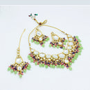 Vaamika Gold Plated Kundan Stone & Beads Traditional Choker Necklace Set- VMNECK407