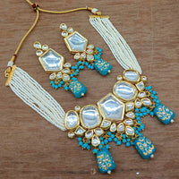 Vaamika Gold Plated Kundan Stone & Beads Traditional Choker Necklace Set- VMNECK410