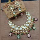 Vaamika Gold Plated Kundan Stone & Beads Traditional Choker Necklace Set- VMNECK411