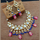 Vaamika Gold Plated Kundan Stone & Beads Traditional Choker Necklace Set- VMNECK411