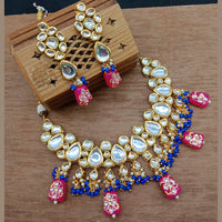 Vaamika Gold Plated Kundan Stone & Beads Traditional Choker Necklace Set- VMNECK411