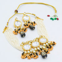 Vaamika Gold Plated Kundan Stone & Beads Traditional Choker Necklace Set- VMNECK412