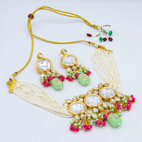 Vaamika Gold Plated Kundan Stone & Beads Traditional Choker Necklace Set- VMNECK412