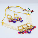 Vaamika Gold Plated Kundan Stone & Beads Traditional Choker Necklace Set- VMNECK412