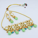 Vaamika Gold Plated Kundan Stone & Beads Traditional Choker Necklace Set- VMNECK413