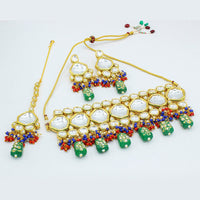 Vaamika Gold Plated Kundan Stone & Beads Traditional Choker Necklace Set- VMNECK414