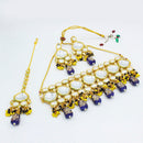 Vaamika Gold Plated Kundan Stone & Beads Traditional Choker Necklace Set- VMNECK414