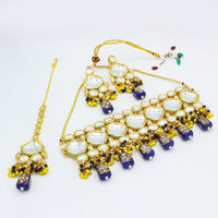 Vaamika Gold Plated Kundan Stone & Beads Traditional Choker Necklace Set- VMNECK414