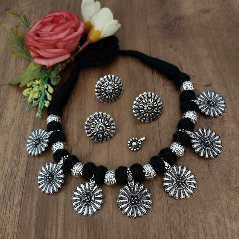 Vaamika Black Thread Oxidized Plated Necklace Set