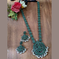 Vaamika Oxidised Plated Pota Stone Long Necklace Set