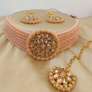 Vaamika Crystal Stone & Beads Gold Plated Choker Necklace Set