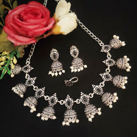 Vaamika Oxidized Plated Kundan Stone Choker Necklace Set