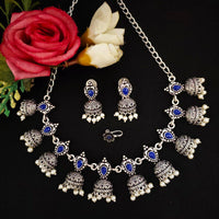 Vaamika Oxidized Plated Kundan Stone Choker Necklace Set