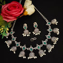 Vaamika Oxidized Plated Kundan Stone Choker Necklace Set