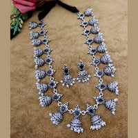 Vaamika Oxidised Plated Pota Stone Long Necklace Set