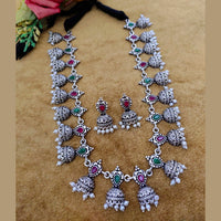 Vaamika Oxidised Plated Pota Stone Long Necklace Set