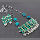 Vaamika Pota Stone Silver Plated Long Necklace Set