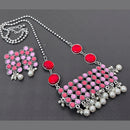 Vaamika Pota Stone Silver Plated Long Necklace Set