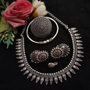 Vaamika Oxidized Plated Necklace Set With Nose Pin , Ring , Kada