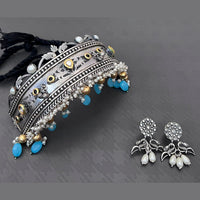 Vaamika Blaack Pota Stone Thread Oxidized Plated Necklace Set