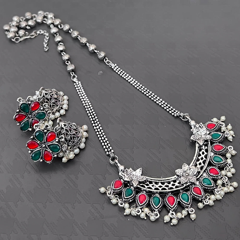 Vaamika Oxidized Plated Kundan Stone Haram Necklace Set