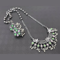 Vaamika Oxidized Plated Kundan Stone Haram Necklace Set