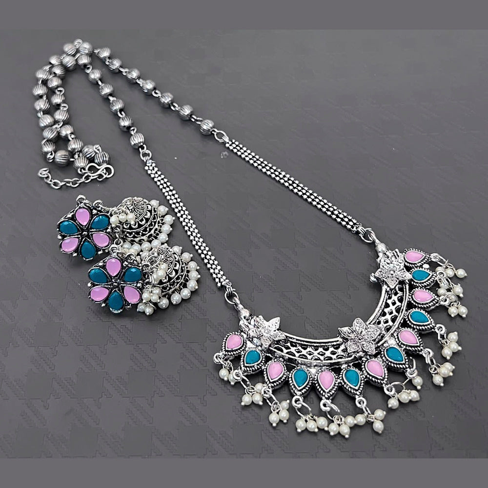 Vaamika Oxidized Plated Kundan Stone Haram Necklace Set