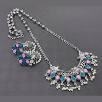 Vaamika Oxidized Plated Kundan Stone Haram Necklace Set