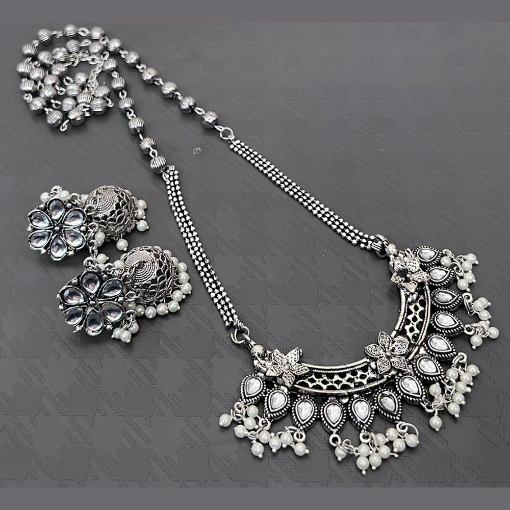 Vaamika Oxidized Plated Kundan Stone Haram Necklace Set