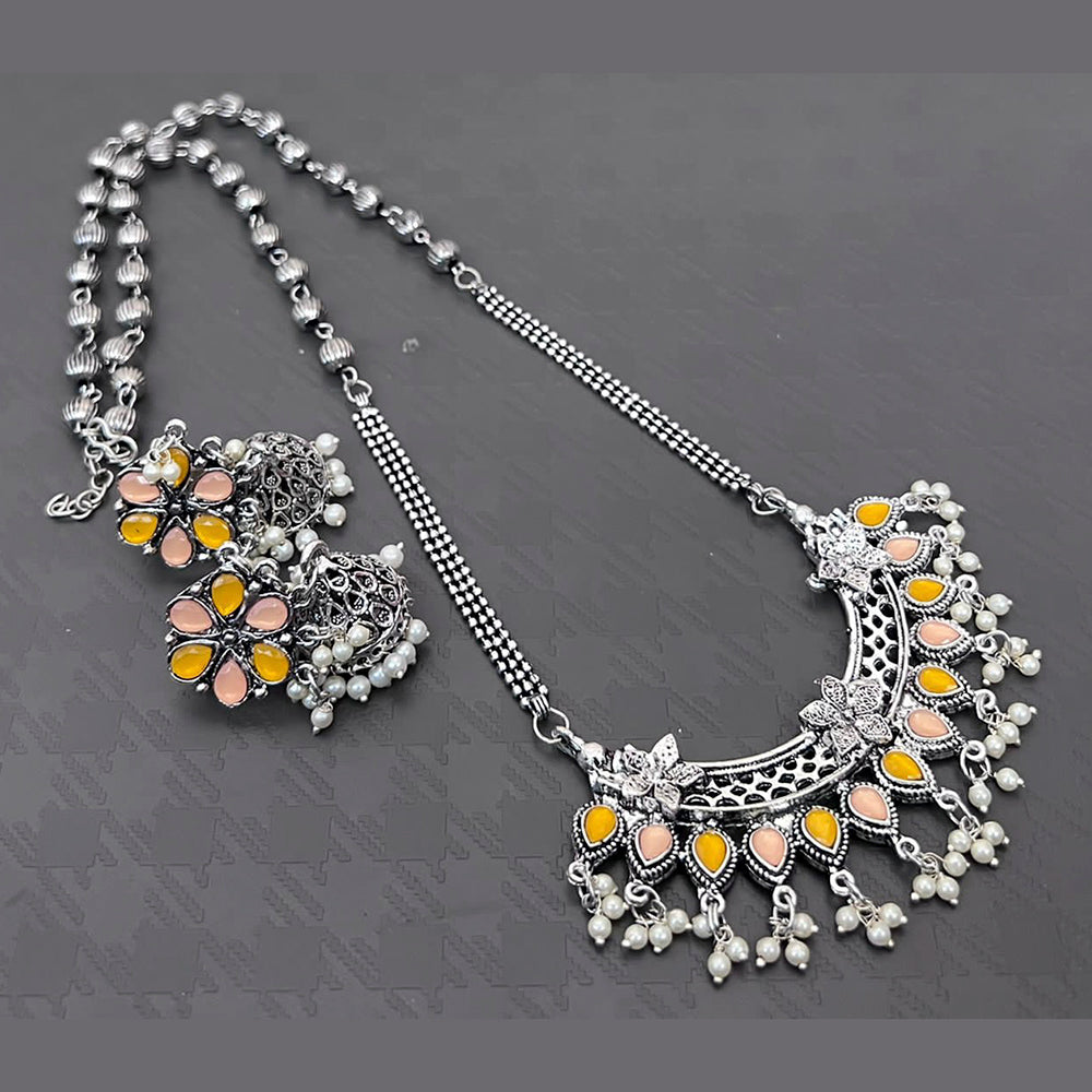 Vaamika Oxidized Plated Kundan Stone Haram Necklace Set