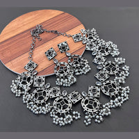 Vaamika Austrian Stone Silver Plated Choker Necklace Set