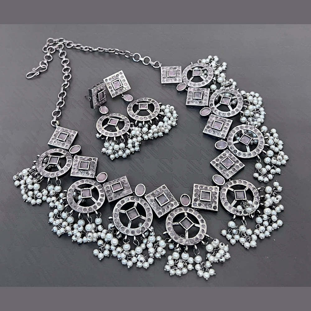 Vaamika Austrian Stone Silver Plated Choker Necklace Set