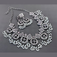 Vaamika Austrian Stone Silver Plated Choker Necklace Set