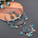 Vaamika Kundan Stone Silver Plated Choker Necklace Set