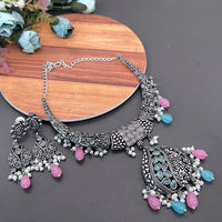 Vaamika Kundan Stone Silver Plated Choker Necklace Set