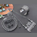 Vaamika Oxidized Plated Long & Choker Necklace Set With Nose Pin , Ring , Kada , toe Ring