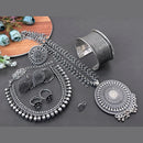 Vaamika Oxidized Plated Long & Choker Necklace Set With Nose Pin , Ring , Kada , toe Ring