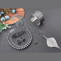 Vaamika Oxidized Plated Long & Choker Necklace Set With Nose Pin , Ring , Kada , toe Ring