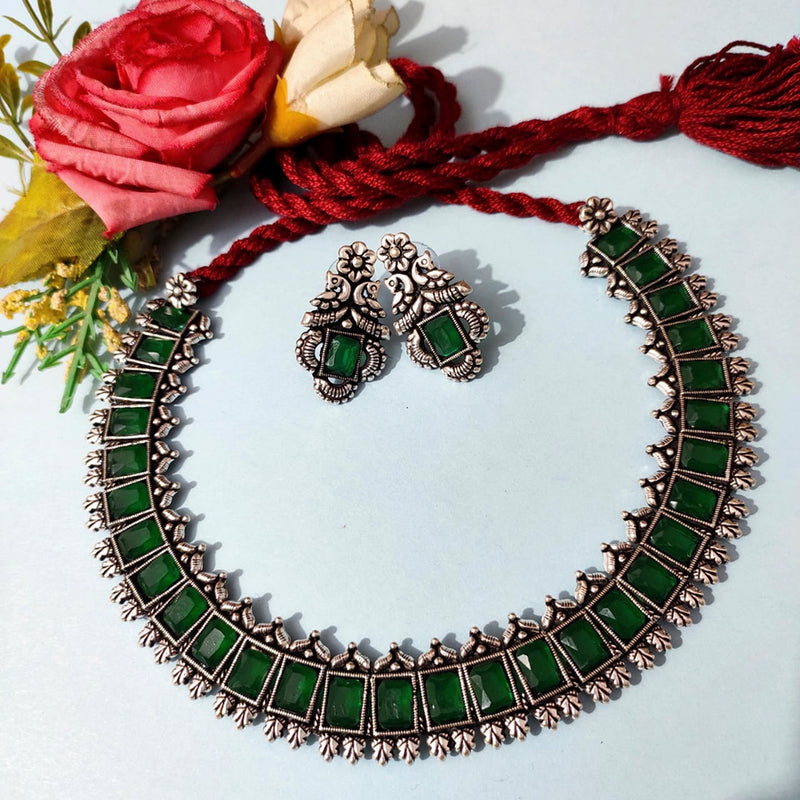 Vaamika Pota Kundan Stone Thread Oxidized Plated Necklace Set